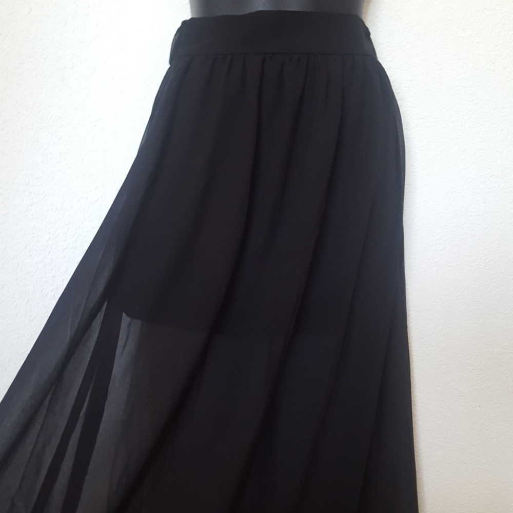 Annabelle | Black Semi Sheer Maxi Skirt | Small